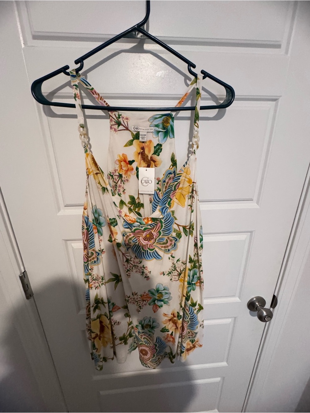 Cato White Floral Spaghetti-Strap Camisole